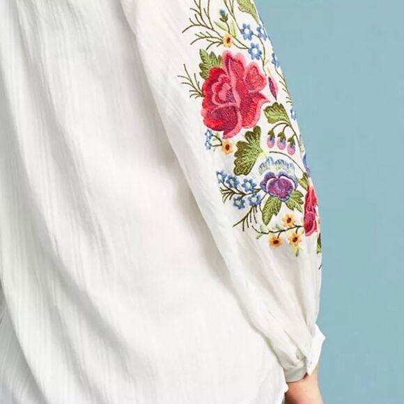 Rare Anthropologie Mira Embroidered Peasant Blouse NWOT Medium - Picture 10 of 16